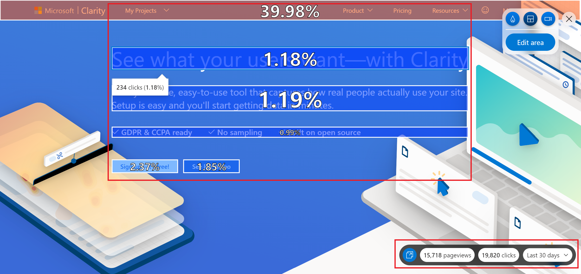 View area map on Clarity live.