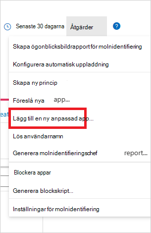 lägg till en anpassad appmeny.