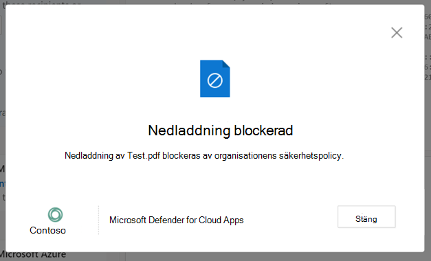 Skärmbild av ett meddelande om att nedladdningen har blockerats.