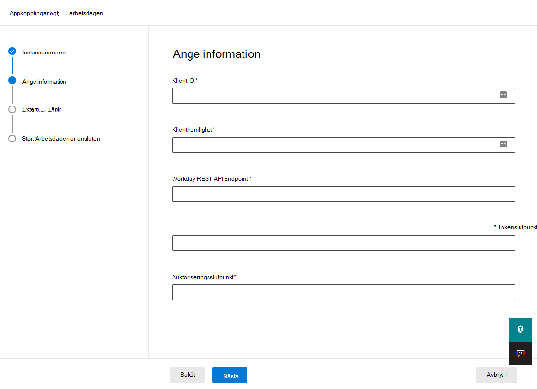 Skärmbild av att fylla i appinformation.