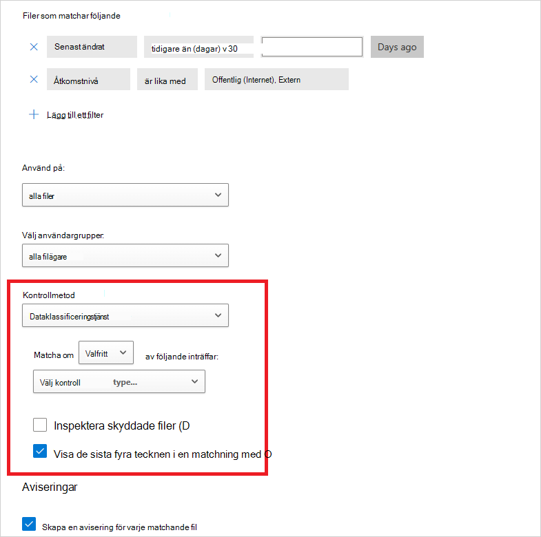 data classification service setting.