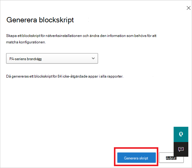 Knappen Generera blockskript.