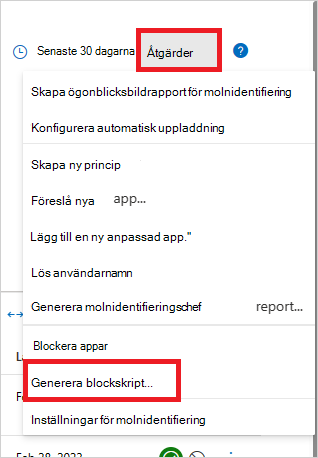 Generera blockskript.