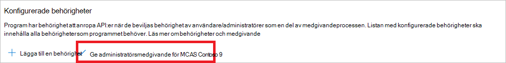 Skärmbild av att bevilja administratörsbehörigheter.