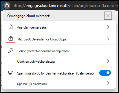 Skärmbild av Edge i webbläsarens indikering.