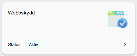 Skärmbild av en panel som visar om webbskydd är aktiverat på en enhet.