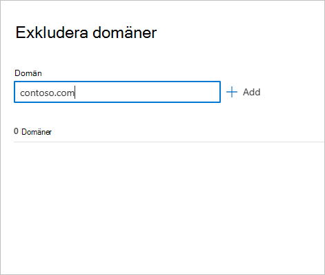 Lägg till en domän som ska undantas.
