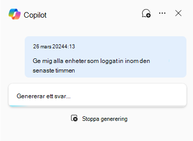 Skärmbild av Security Copilot i avancerad jakt som genererar ett svar.