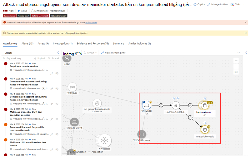 Markera åtgärden Visa attackvägar i incidentdiagrammet.