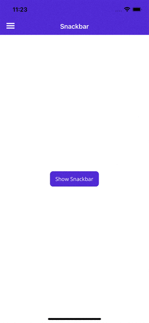 Screenshot of an Snackbar on iOS