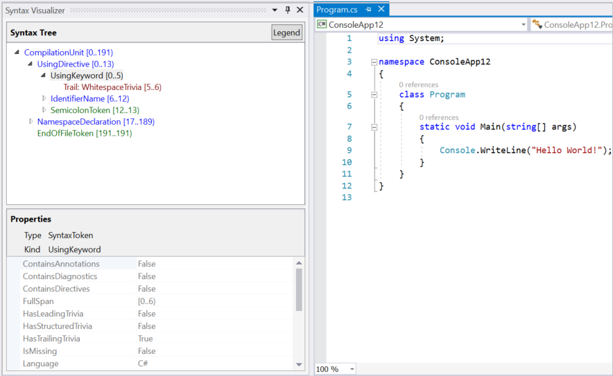 Visualisera ett C#-syntaxträd