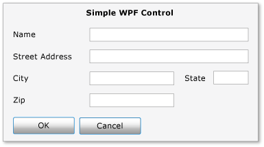 Skärmbild som visar en enkel WPF-kontroll.