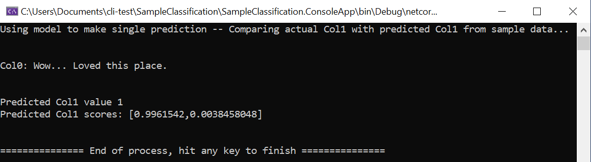 ML.NET CLI kör appen från Visual Studio