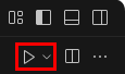 Skärmbild av körningsknappen i Visual Studio Code på macOS.