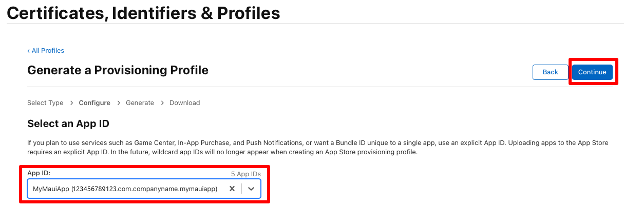 Select your App ID.