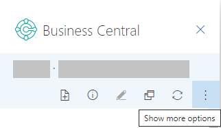 Business Central-tillägg i åtgärdsfältet i Outlook.