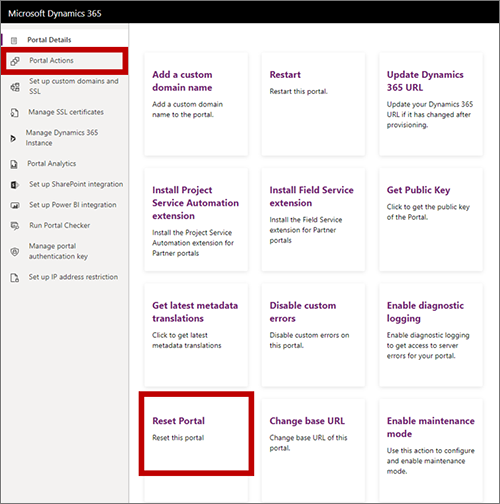 Välj Portalåtgärder.