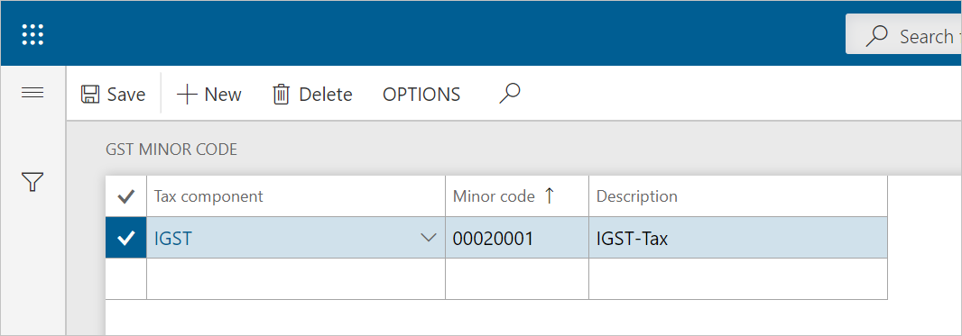 GST minor code page.