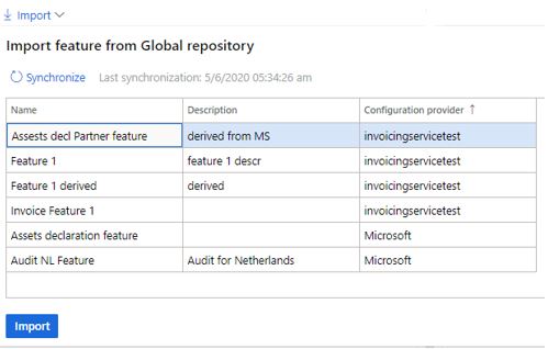 Importera funktion från sidan Global databas.