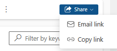 Skärmbild som visar Dela och Kopiera länk.