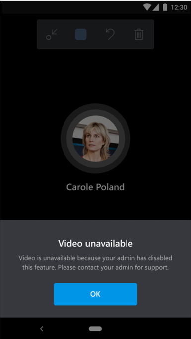 Skärmbild av mobilappen som visar ett videomeddelande.