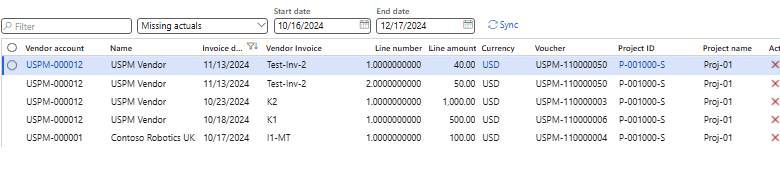 Screenshot of data reconciling postings in the finance and operations architecture versus Dataverse.