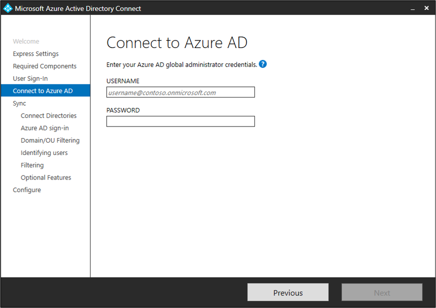 Skärmbild som visar sidan Anslut till Microsoft Entra-ID.