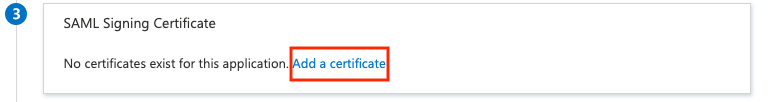 Skärmbild som visar Skapa nytt SAML-certifikat.