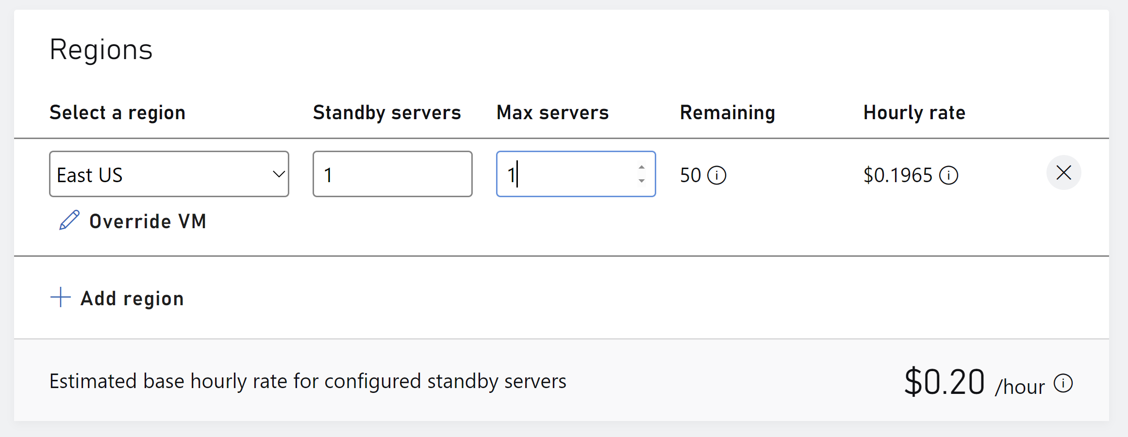 Set region values for a new build using Game Manager