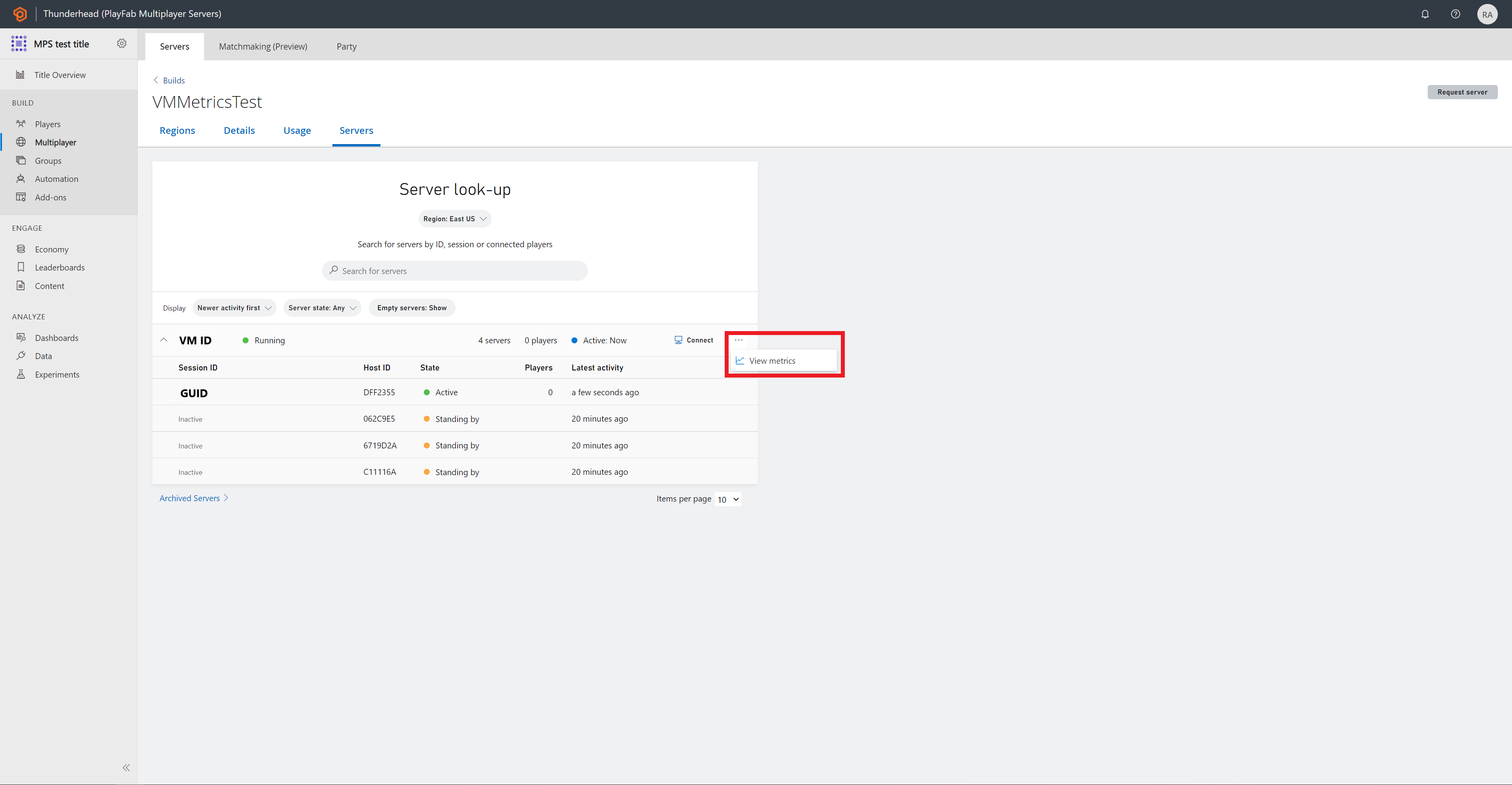 View VM Metrics