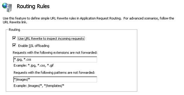 Screenshot of the Routing Rules screen's Routing section.