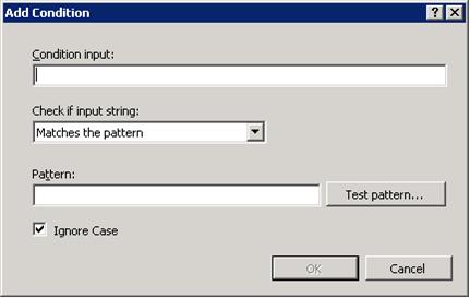 Screenshot of an empty Add Conditions dialog.