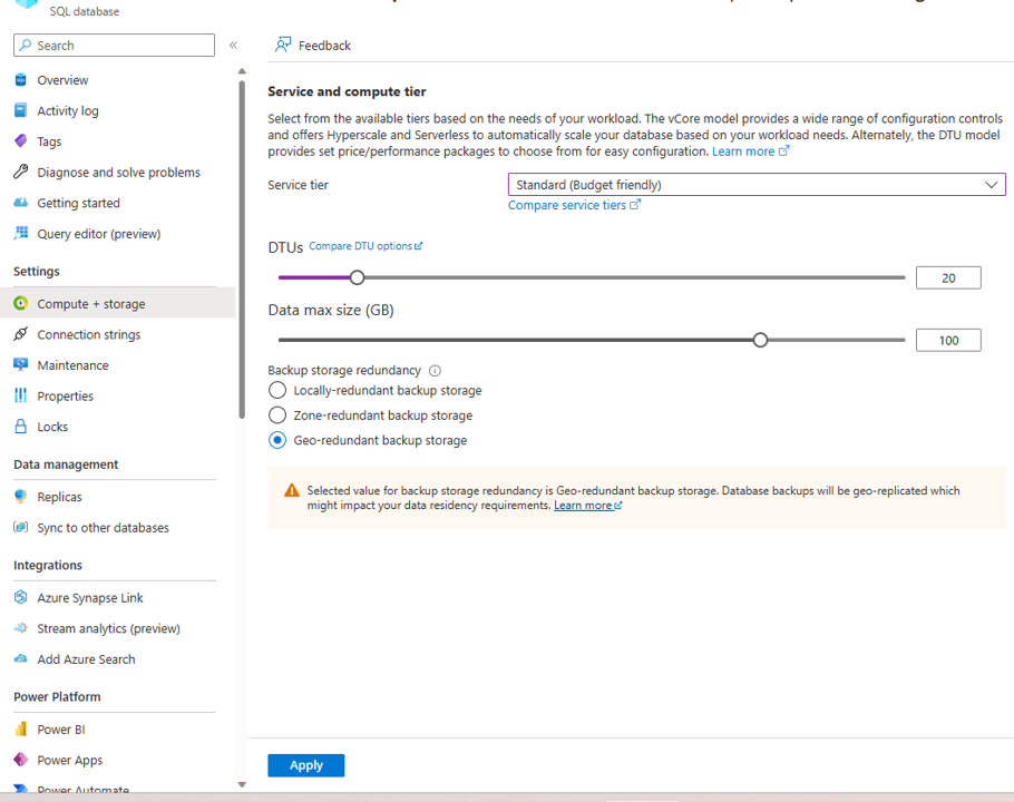 Screenshot showing the setting page for removing autoscale.