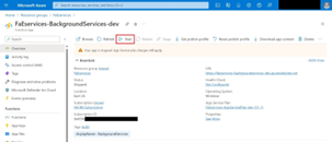Screenshot showing the resource group and start button for background services.