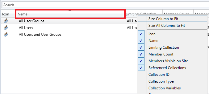 Configuration Managers lägger till kolumn.