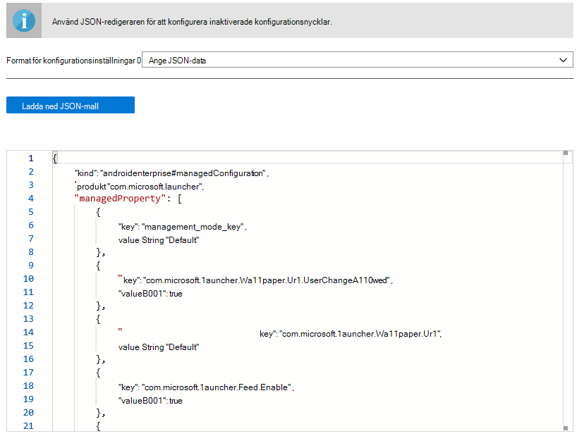 Konfiguration Designer – JSON-data