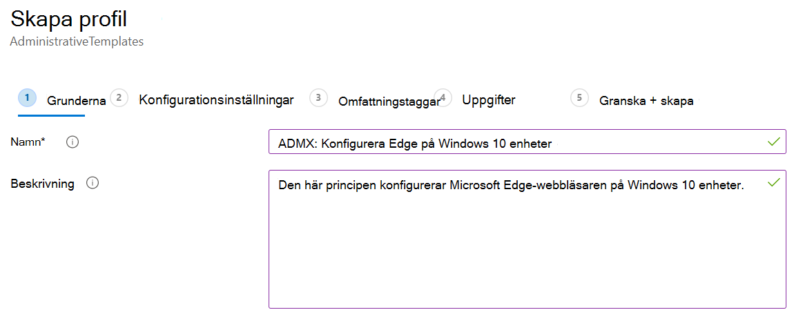 Skapa en administrativ Windows ADMX-mall i Microsoft Intune och Intune administrationscenter.