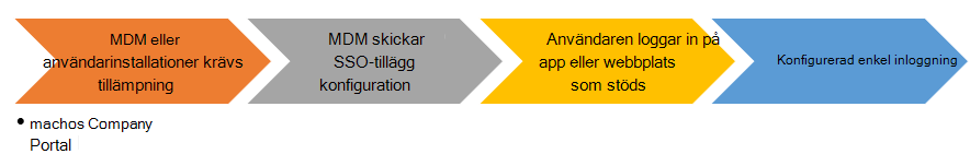 Flödesdiagram för slutanvändare när du installerar apptillägget för enkel inloggning på macOS-enheter i Microsoft Intune.