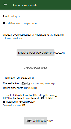 Intune UI för diagnostik