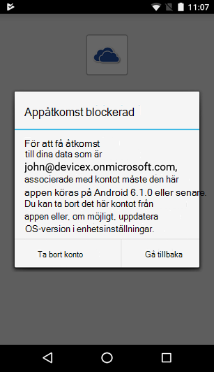 Bild av dialogrutan Appåtkomst blockerad