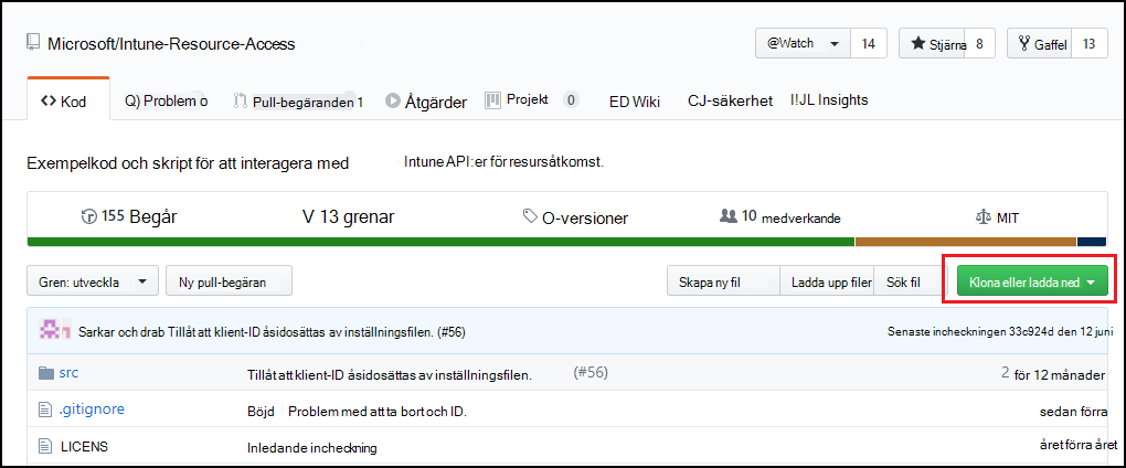 Nedladdningsknapp för GitHub