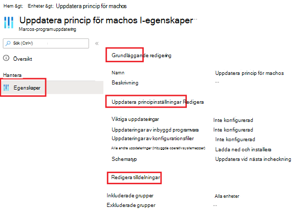 Skärmdump av sidan för principredigering.