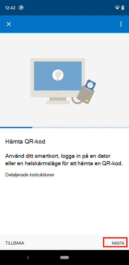 Exempel på skärmbild av skärmen Företagsportal Hämta QR-kod.