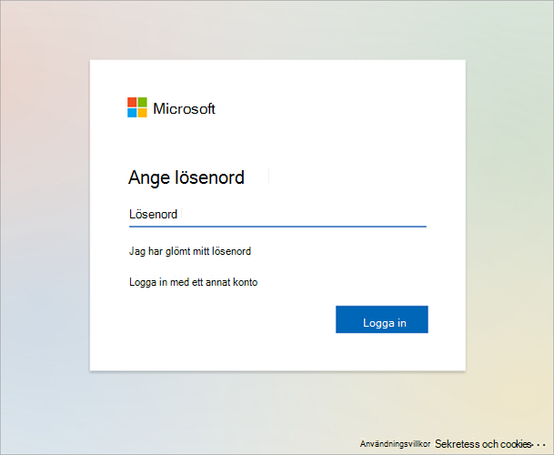 Exempelbild av Microsoft-autentiseringsskärmen som uppmanar användaren att 