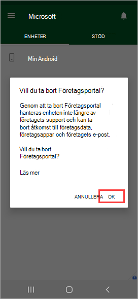 Skärmbild av Företagsportal app