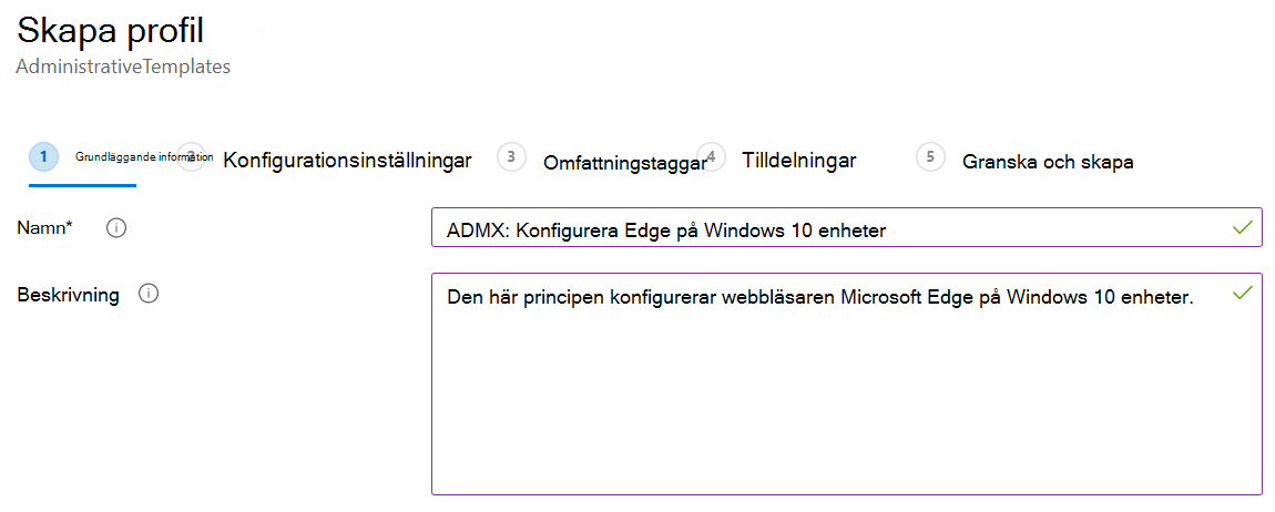 Skapa en administrativ Windows ADMX-mall i Microsoft Intune och Intune administrationscenter.