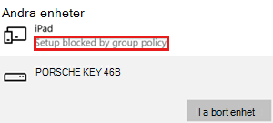 Enheten blockeras av en grupprincip.