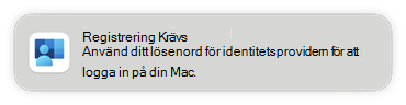 Skärmbild som visar den uppmaning som krävs för registrering på slutanvändarenheter när du konfigurerar enkel inloggning med plattform i Microsoft Intune.