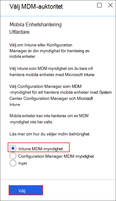Bild av bladet Välj utfärdare av mobilenhetshantering