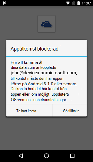 Bild av dialogrutan Appåtkomst blockerad